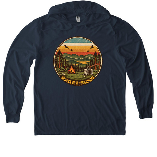 Broken Bow, Oklahoma (Poets Corner), a Rebel Blue Allmade Eco Triblend Hoodie Tee