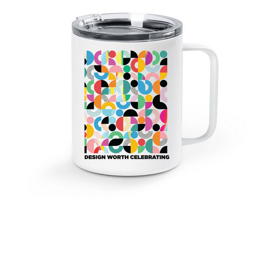 Design Worth Celebrating Mug 1, a White Stainless Steel Travel Mug