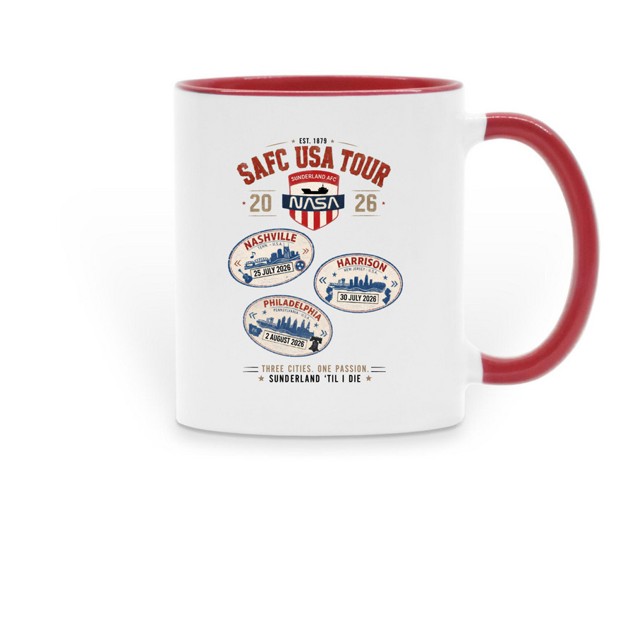 USA Tour 2026 Mugs, a Red Two-Tone Ceramic Mug