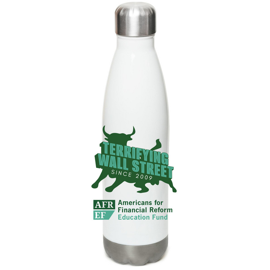 Terrifying Wall Street Water Bottle, a White Stainless Steel Water Bottle