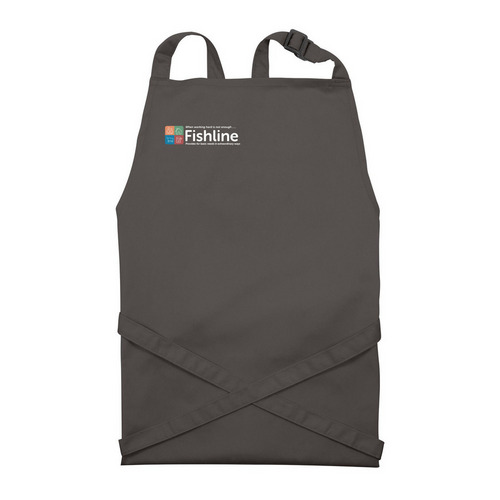 Aprons with White Logo, a Dark Grey Recycled Bib Apron