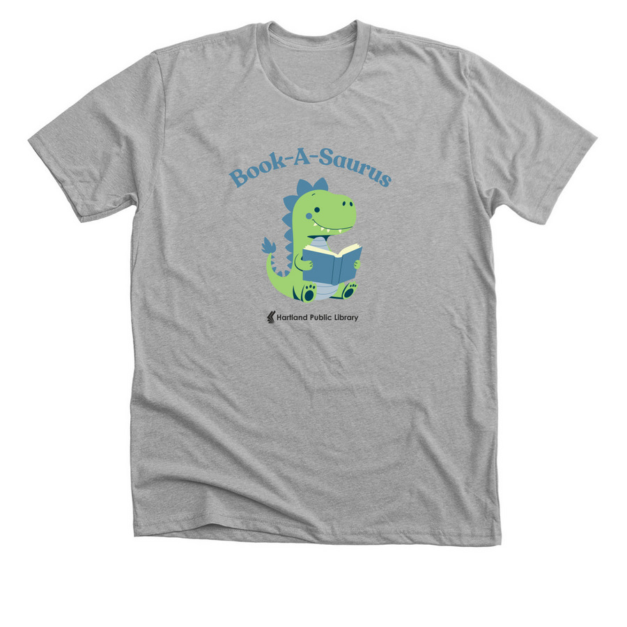Book-A-Saurus, a Athletic Heather Premium Unisex Tee