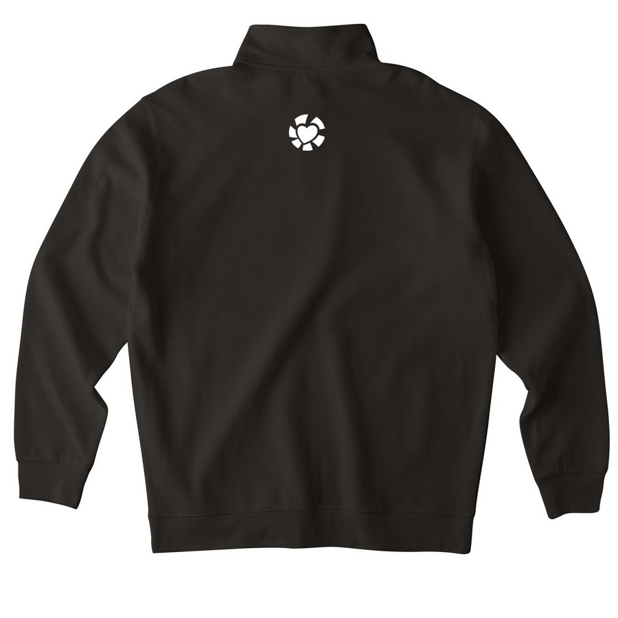 TCSN Quarter Zip Pullover (White Logo), a Black Midweight Quarter Zip Pullover (back-view)
