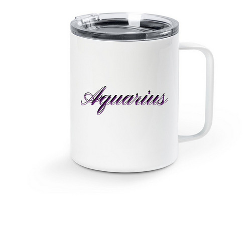 Aquarius Travel Mug, a White Stainless Steel Travel Mug