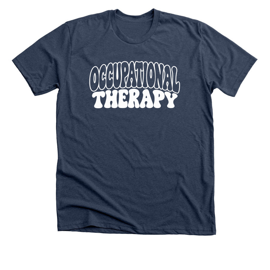 OT Bubble Letters, a Heather Navy Premium Unisex Tee