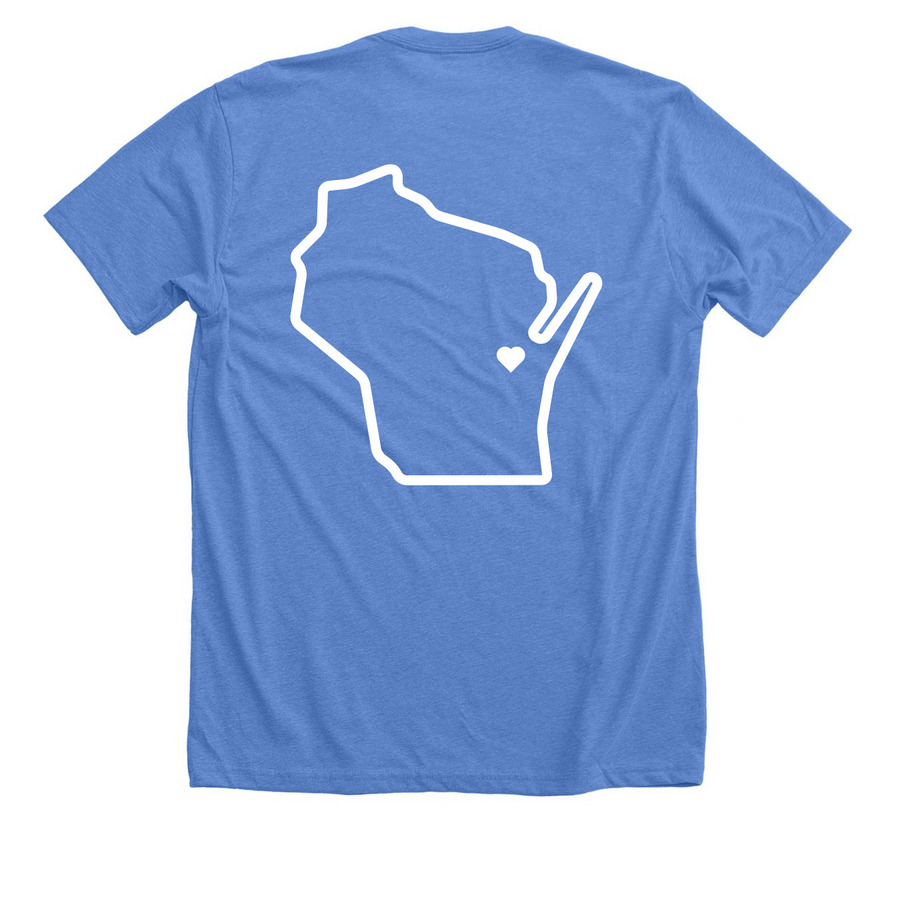 Menasha Strong, a Heather Columbia Blue Premium Unisex Tee (back-view)