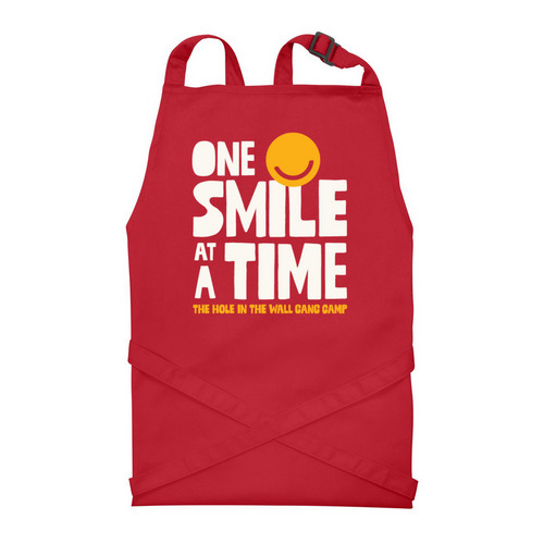 One Smile at a Time Apron, a Red Recycled Bib Apron