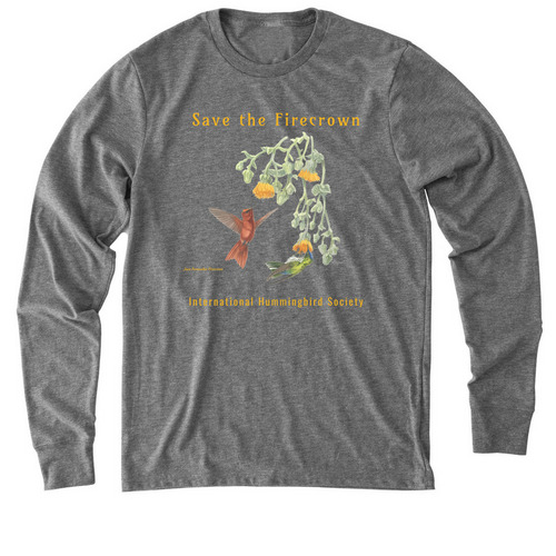 Endangered Firecrown Hummingbird Shirts, a Aluminum Grey Allmade Eco Triblend Long Sleeve Tee