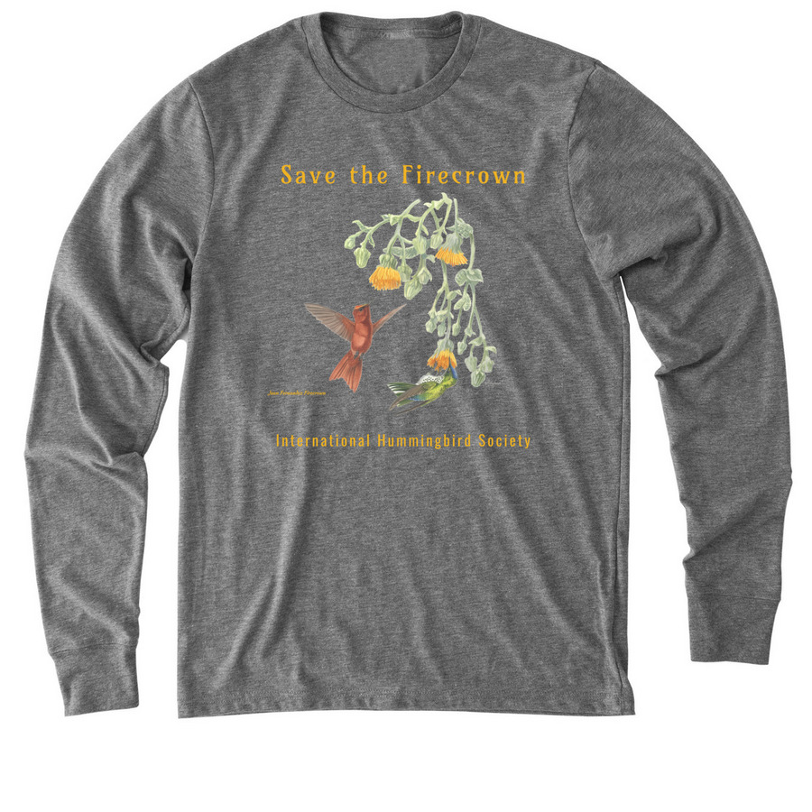 Endangered Firecrown Hummingbird Shirts, a Aluminum Grey Allmade Eco Triblend Long Sleeve Tee