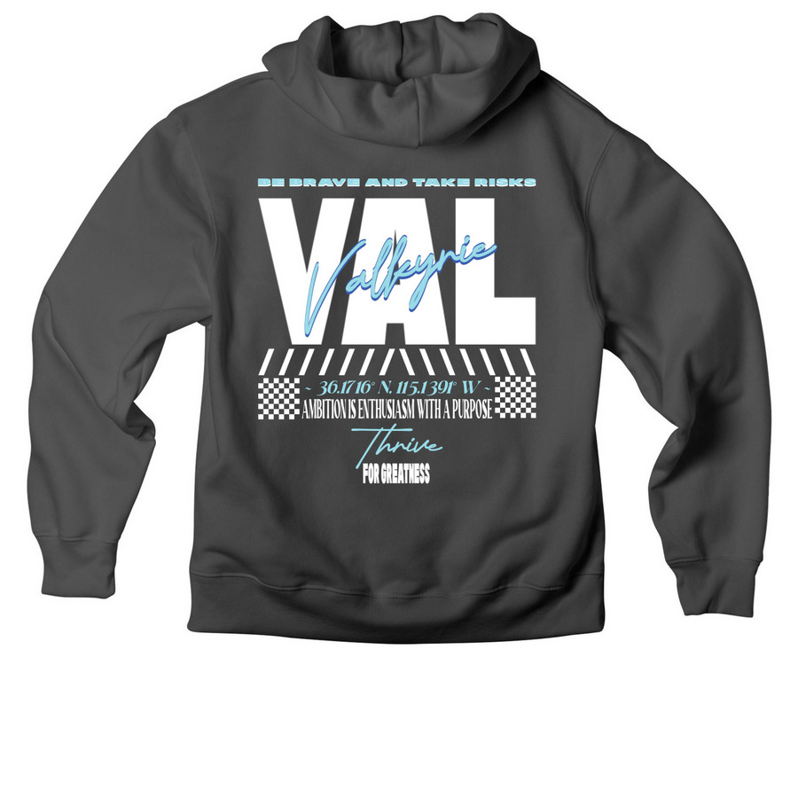 THRIVE FOR GREATNESS - BLUE, a Asphalt Premium Heavyweight Pullover Hoodie (back-view)