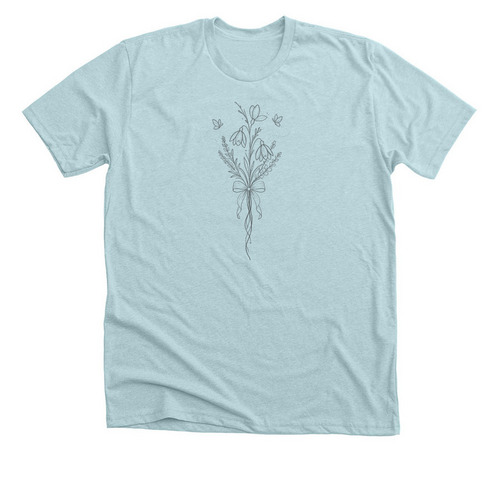 Vintage Floral&nbsp;, a Heather Ice Blue Premium Unisex Tee
