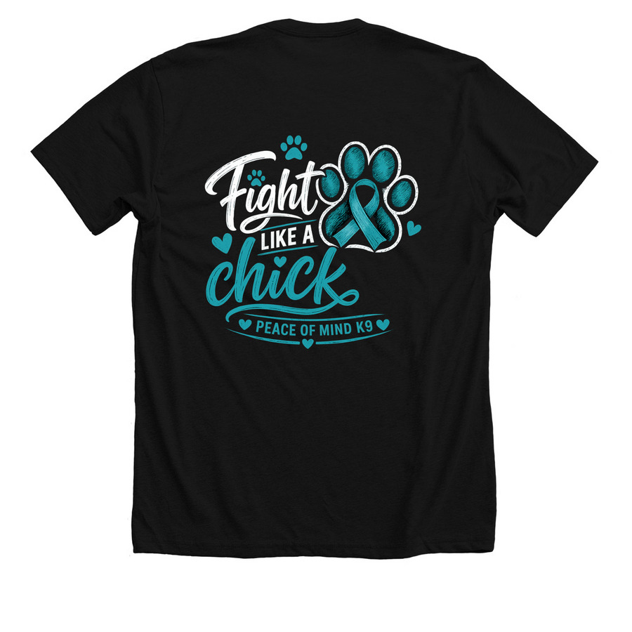 September - Ovarian Cancer Awareness, a Solid Black Blend Premium Unisex Tee (back-view)