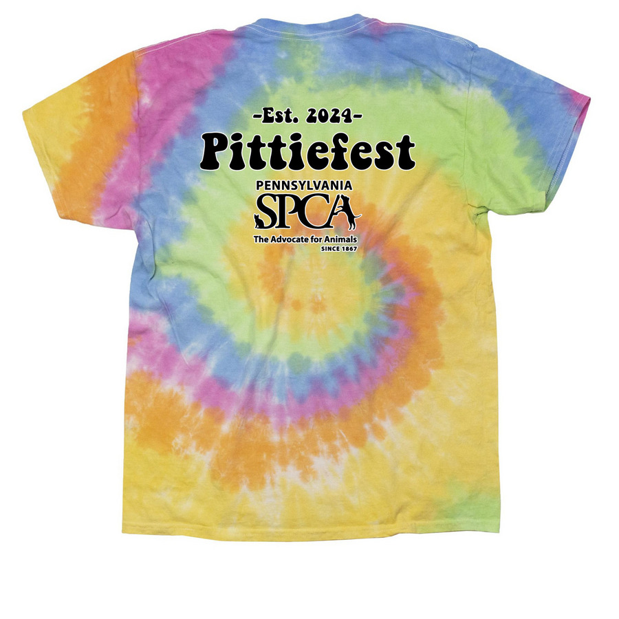 Peace, Love, Pitties, a Eternity Classic Tie Dye Tee (back-view)