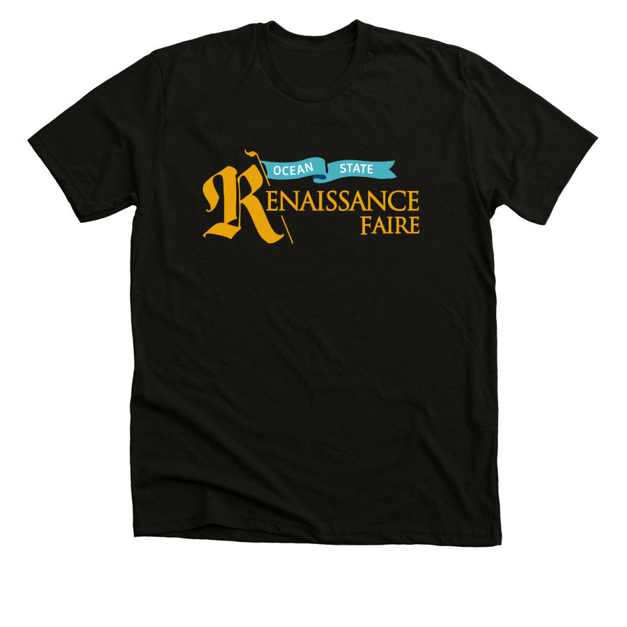 Ocean State Ren Faire Classic Logo, a Black Heather Premium Unisex Tee