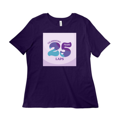 Celebrating 25 Years - full size logo, a Team Purple Women?s Relaxed Cotton Tee