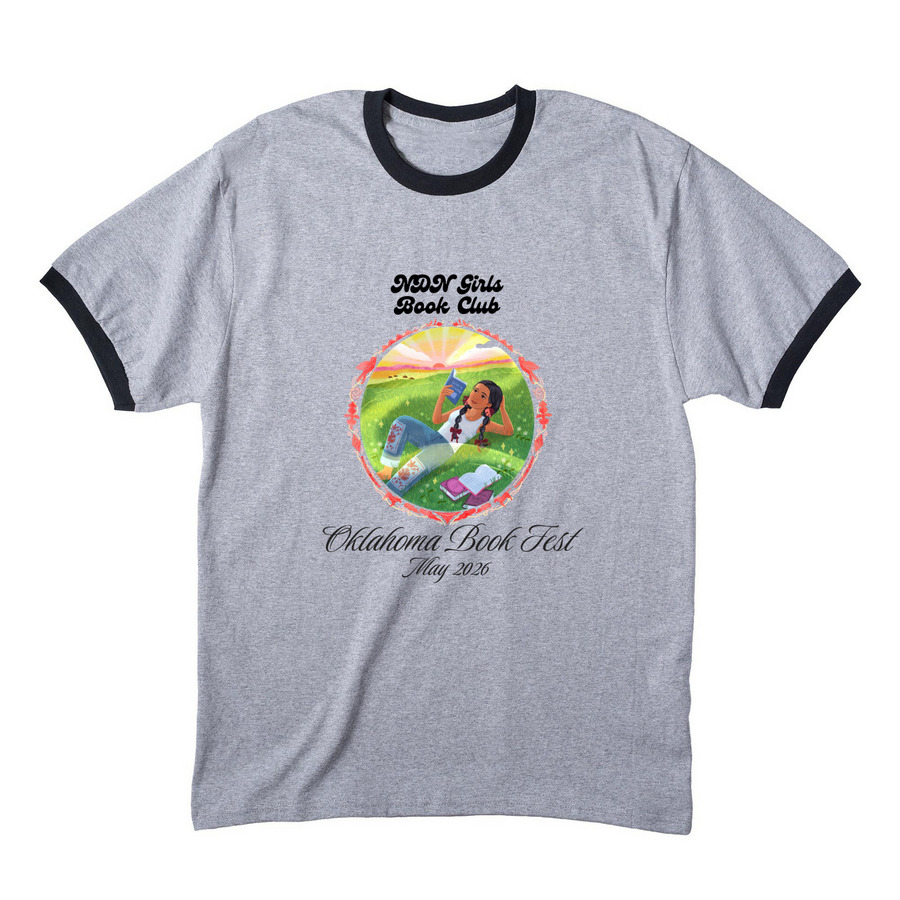 Oklahoma Book Fest, a Athletic Heather/ Jet Black Cotton Ringer Tee