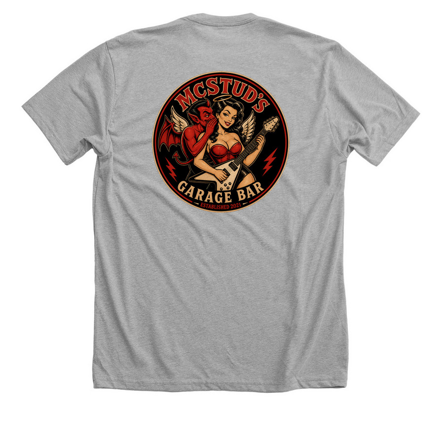 Angel/Devil Guitar 2, a Athletic Heather Premium Unisex Tee (back-view)