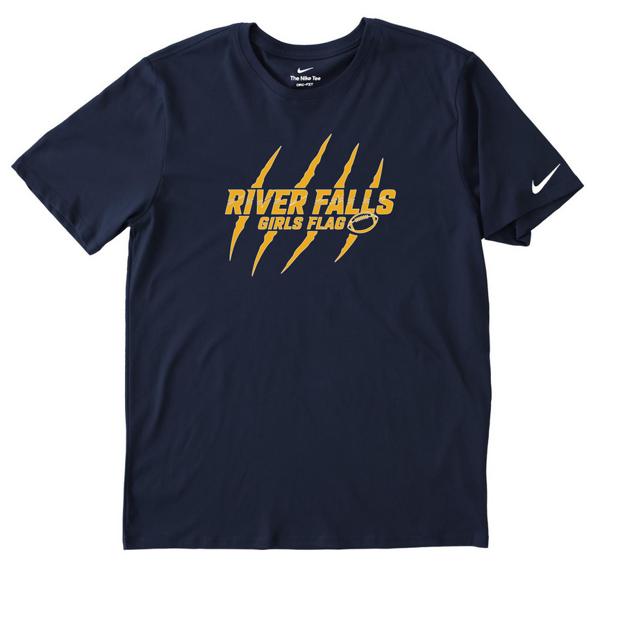River Falls Girls Flag Performance, a College Navy Nike Dri-FIT Jersey Blend Performance Tee
