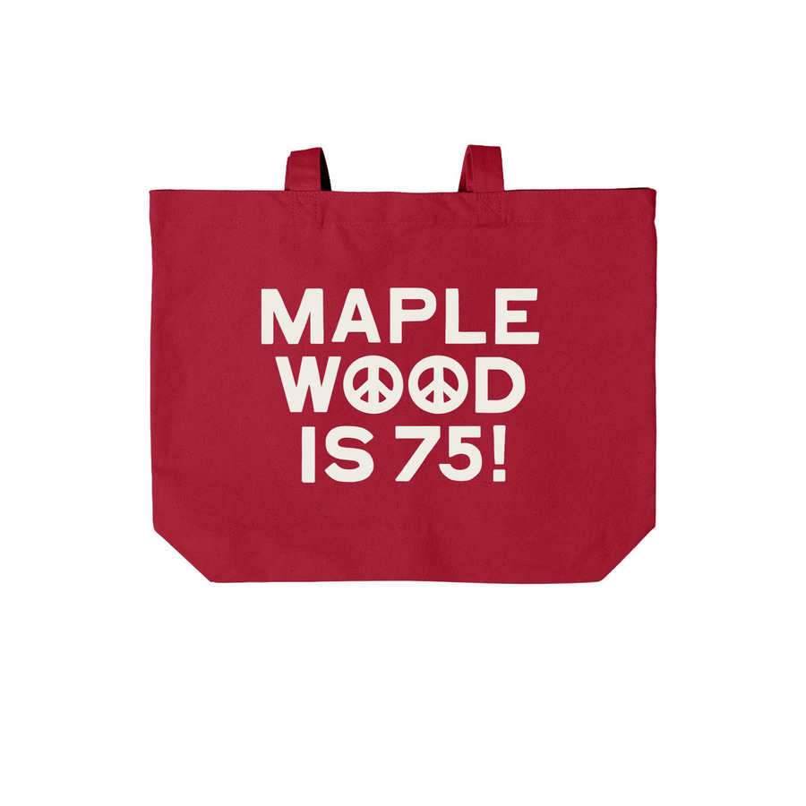 Maplewood is 75 Tote Bag, a Deep Red Cotton Canvas Tote Bag