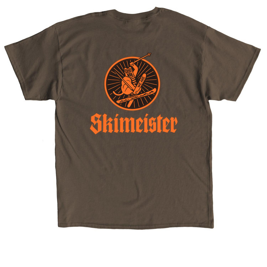 Skimeister, a Dark Chocolate Classic Unisex Tee (back-view)