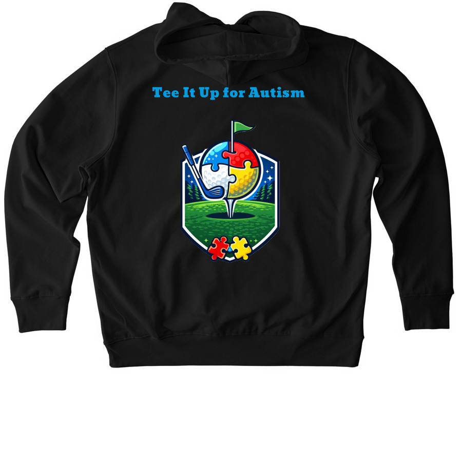 Tee It Up for Autism, a Black Stanley/Stella Unisex Cruiser 2.0 Pullover Hoodie (back-view)