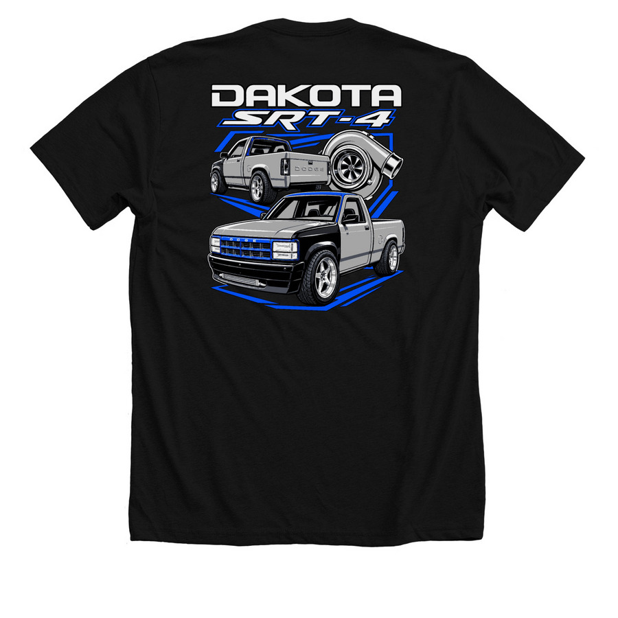 Dakota SRT4 V2 Tee, a Solid Black Blend Premium Unisex Tee (back-view)
