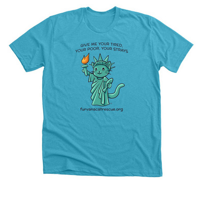 Lady Lib-purr-ty, a Heather Aqua Premium Unisex Tee