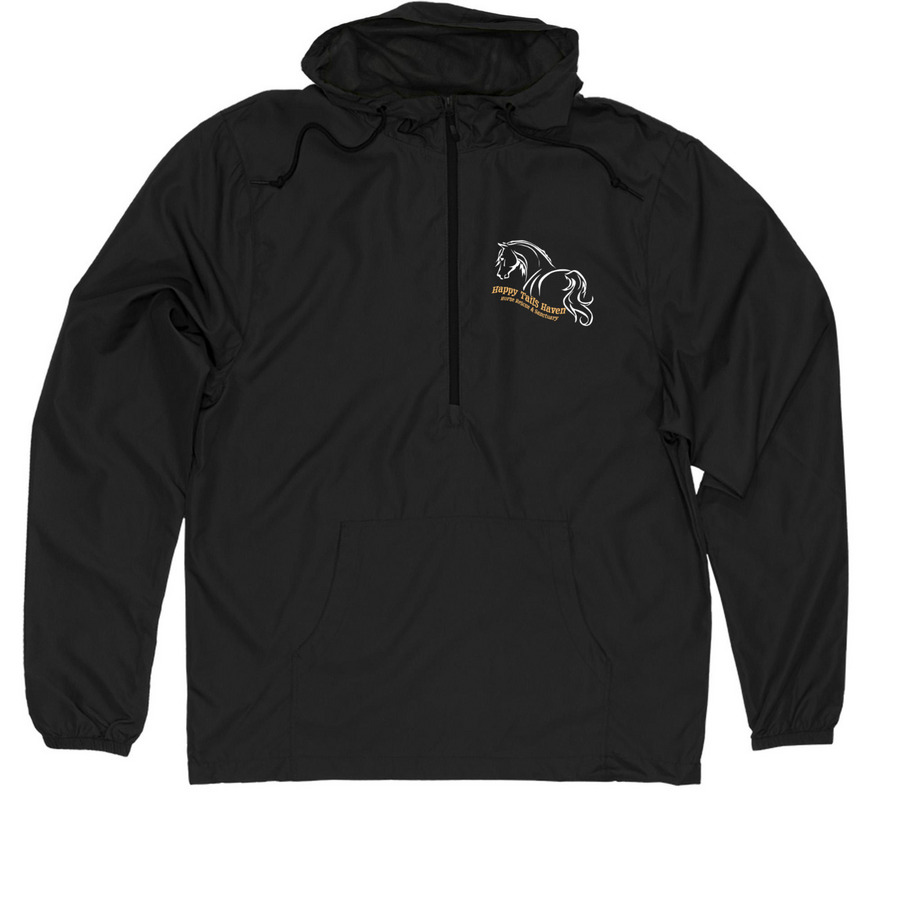 Happy Tails Haven Inverted Color Logo, a Black Quarter-Zip Windbreaker