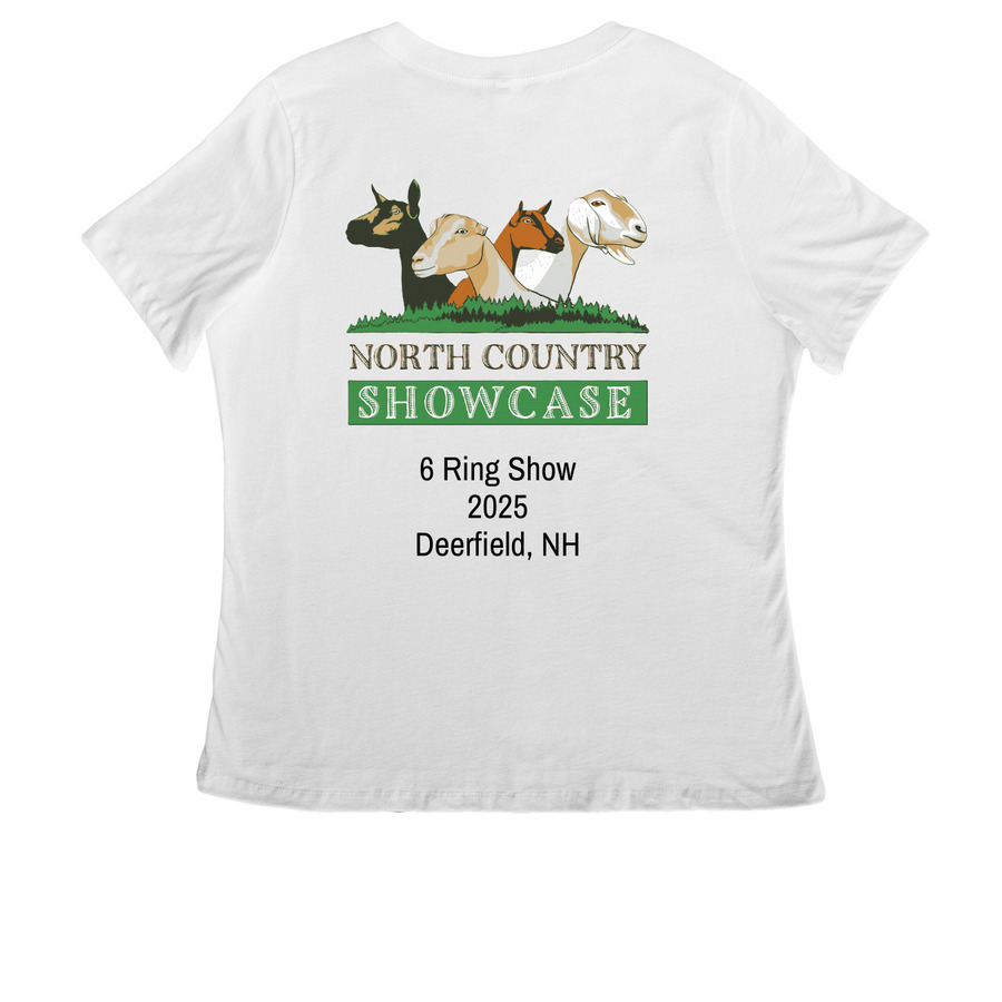 North Country Showcase 2025, a White Women's Relaxed V-Neck Tee (back-view)