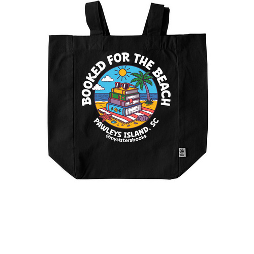 Booked for the Beach Tote Bags, a Black Recycled Cotton Tote Bag