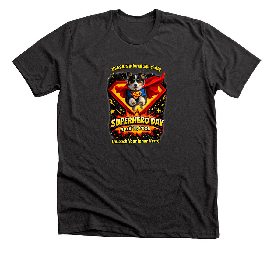 Superhero Day!, a Dark Grey Heather Premium Unisex Tee