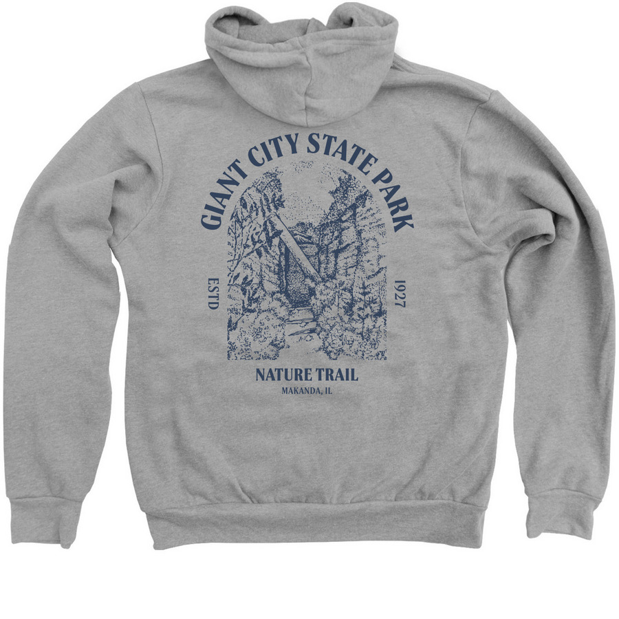 Giant City- Nature Trail, a Athletic Heather Zip Up Hoodie (back-view)
