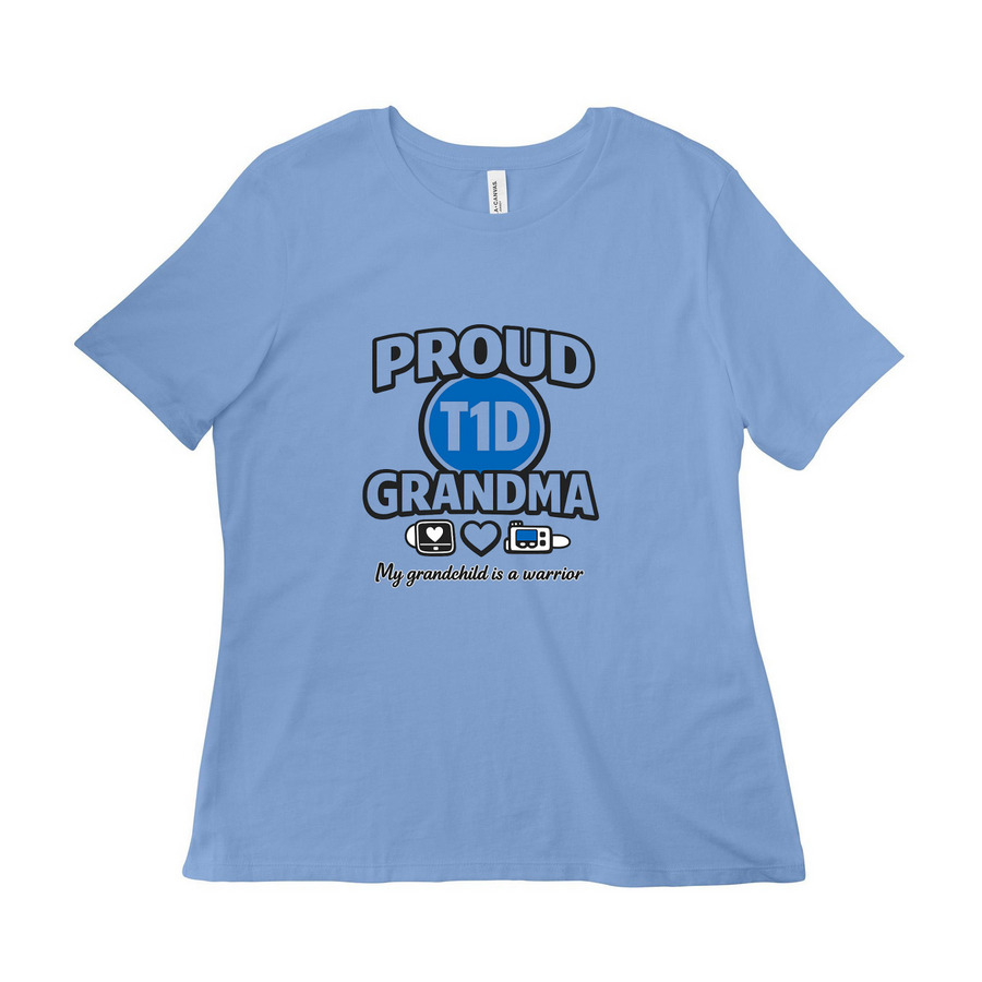 Proud T1D Grandma&nbsp;, a Carolina Blue Women?s Relaxed Cotton Tee