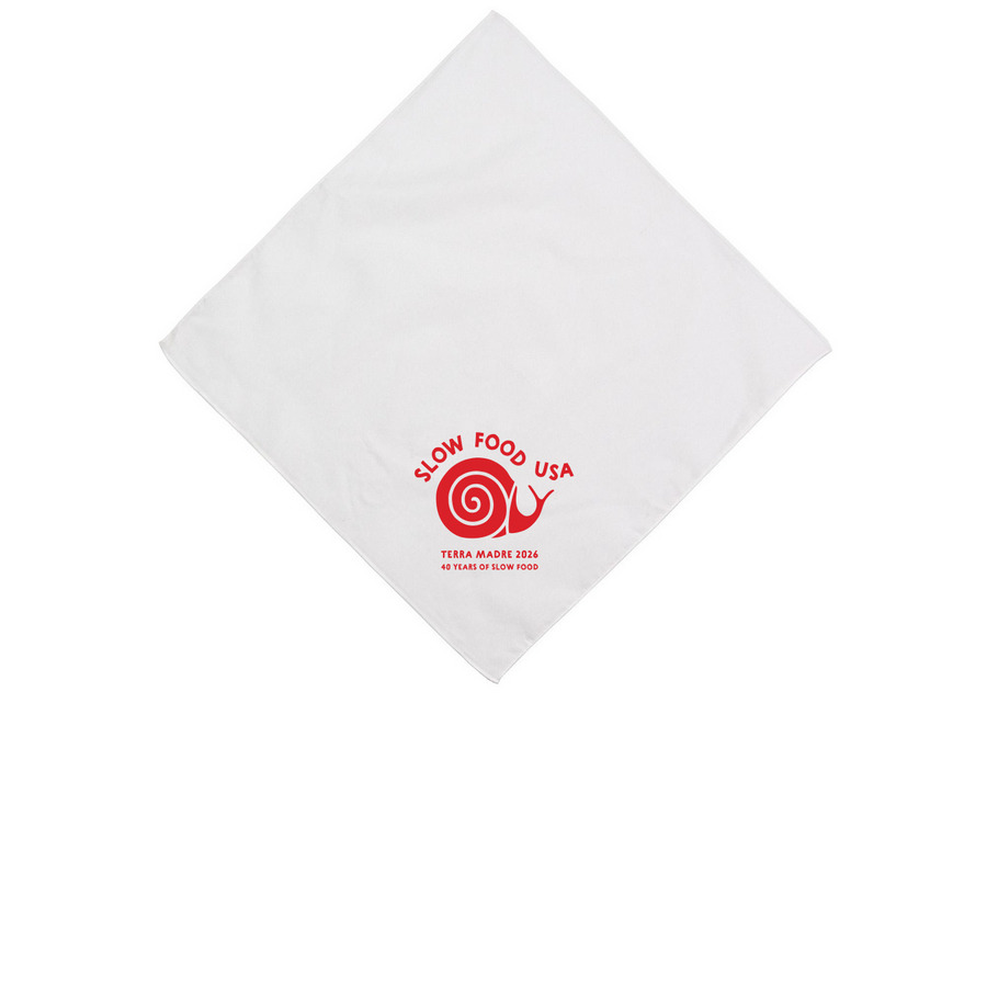Terra Madre 2026 Bandana, a White Cotton Bandana