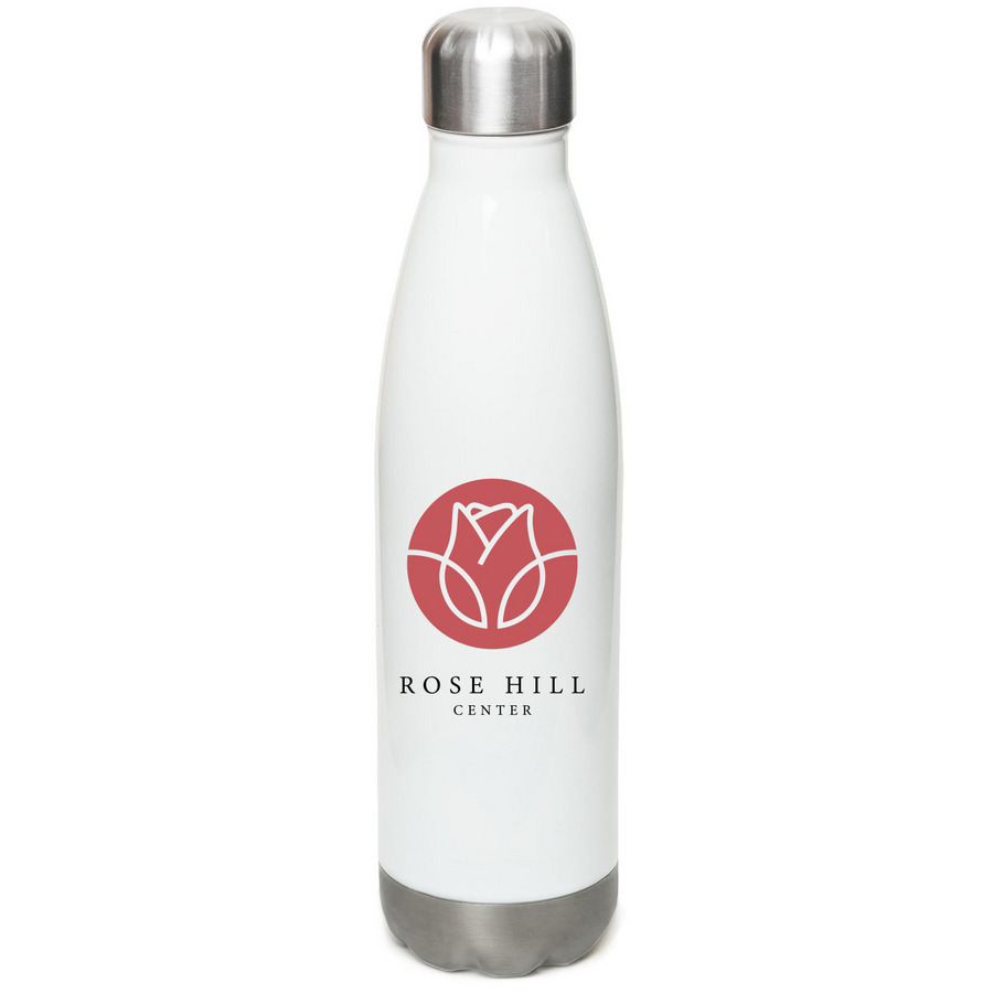 Rose Hill Steel Water Bottle, a White Stainless Steel Water Bottle