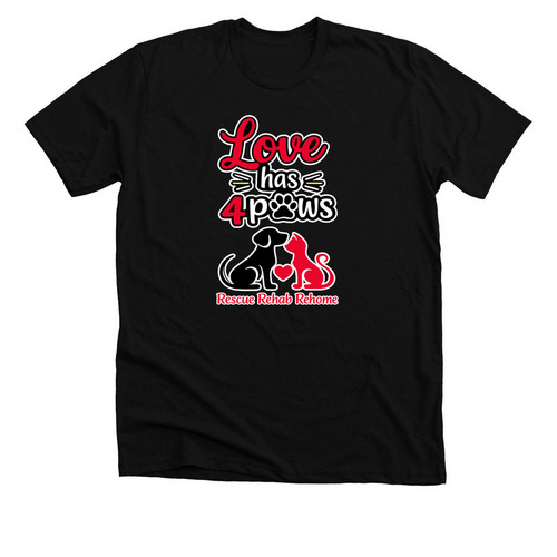 Love has 4 Paws, a Solid Black Blend Premium Unisex Tee