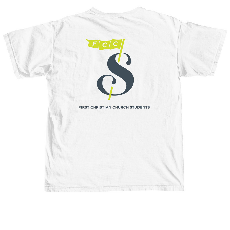 FCC Students Logo Tops (Green), a White Comfort Colors Unisex Tee (back-view)