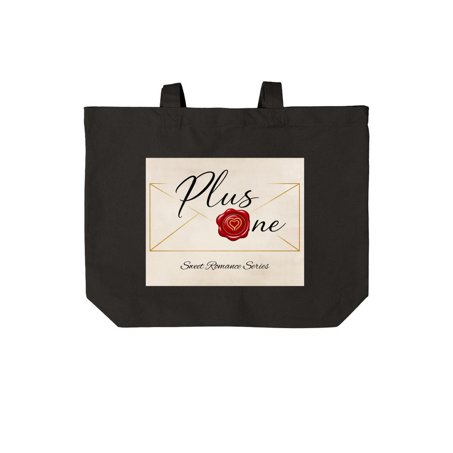 Plus One Logo Tote, a Deep Black Cotton Canvas Tote Bag