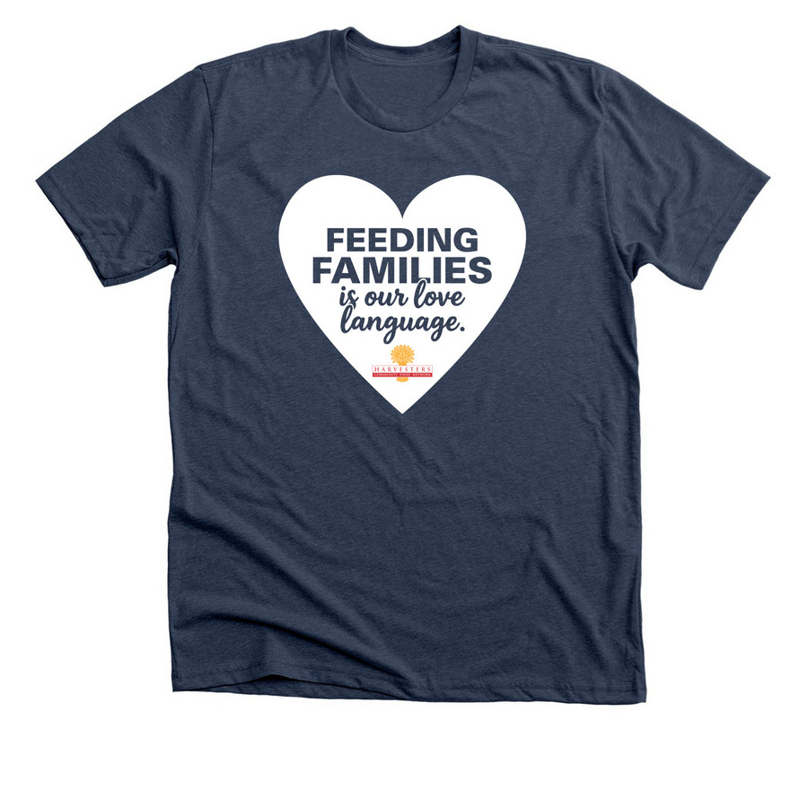 Love Language, a Heather Navy Premium Unisex Tee