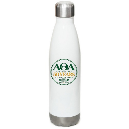 Anniversary Sips, a White Stainless Steel Water Bottle