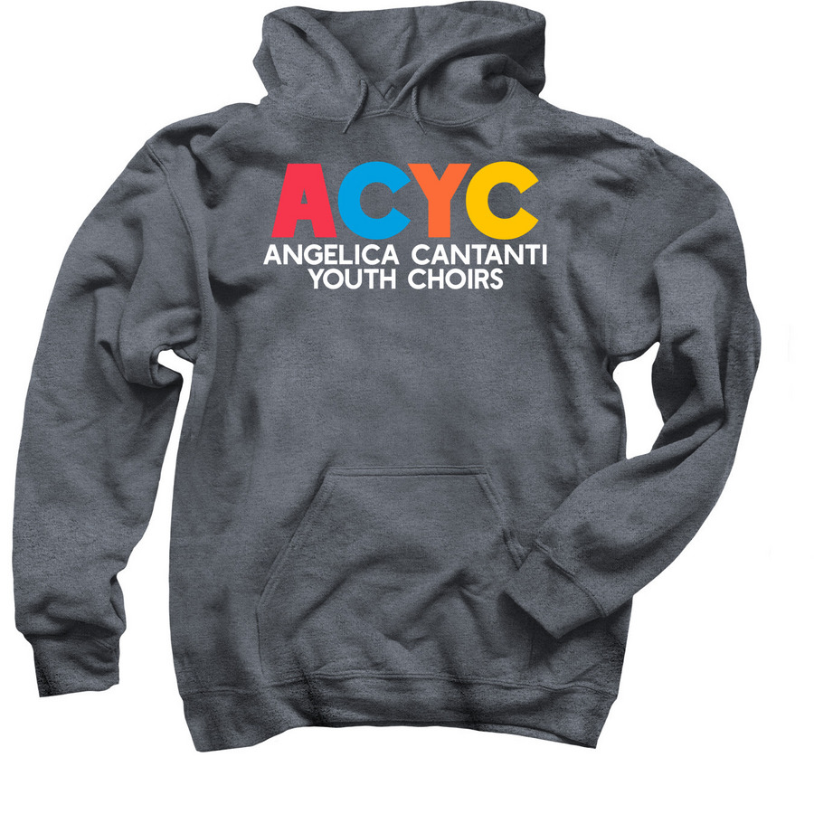 Adult AND Youth size ITEMS (arrow across), a Dark Heather Pullover Hoodie