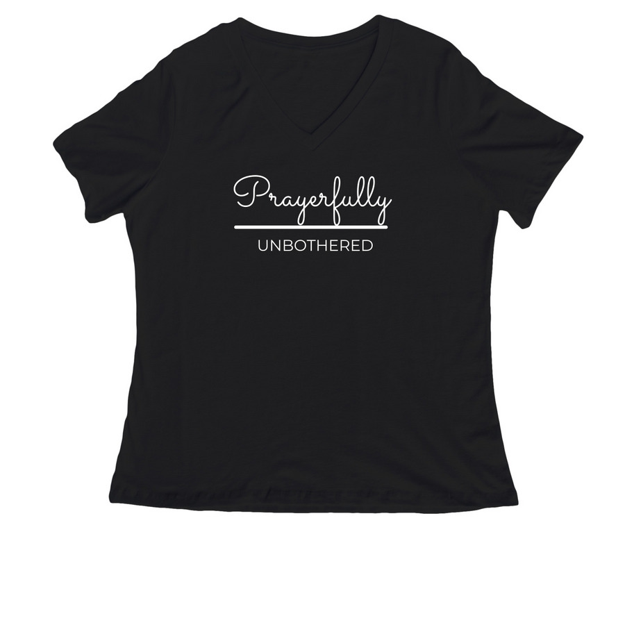 Prayerfully Unbothered&nbsp;, a Black Women's Relaxed V-Neck Tee