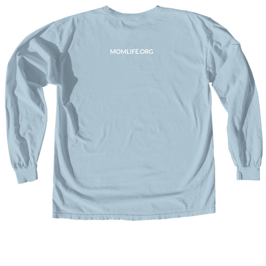 MomLife Comfort Colors LS Tee, a Chambray Comfort Colors Long Sleeve Tee (back-view)