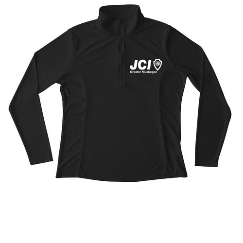 Activewear - White Logo, a Black Women's Performance Quarter Zip Pullover