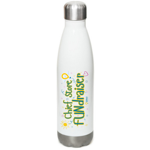 Chief FUNdraisers Waterbottle, a White Stainless Steel Water Bottle