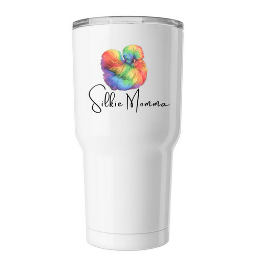 Silkie Momma Rainbow tumbler, a White Insulated Tumbler