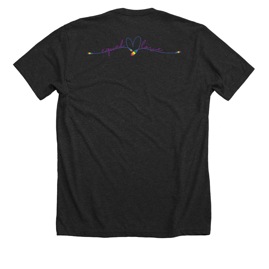 Ferrara Equal Love Apparel, a Dark Grey Heather Premium Unisex Tee (back-view)