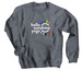 All Are Welcome - white logo, a Dark Heather Crewneck Sweatshirt