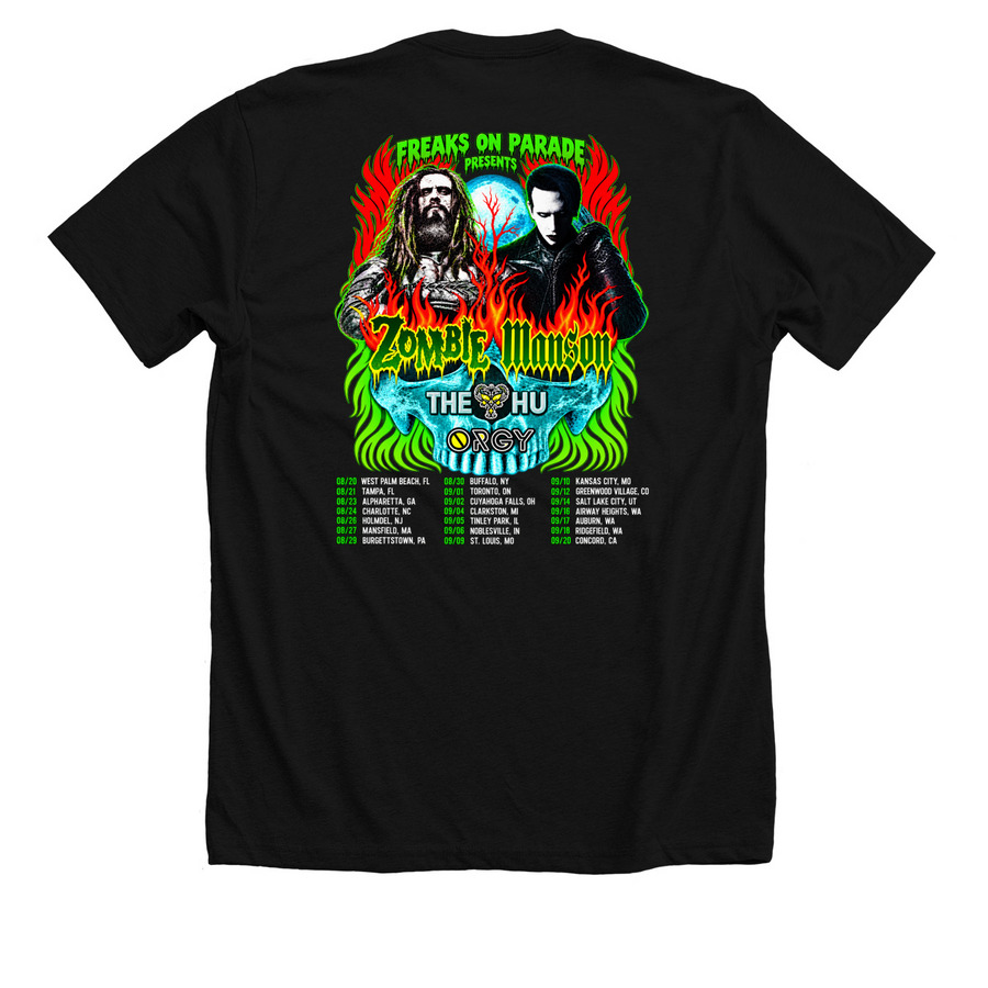 Rob Zombie Tour Merch 2026, a Solid Black Blend Premium Unisex Tee (back-view)