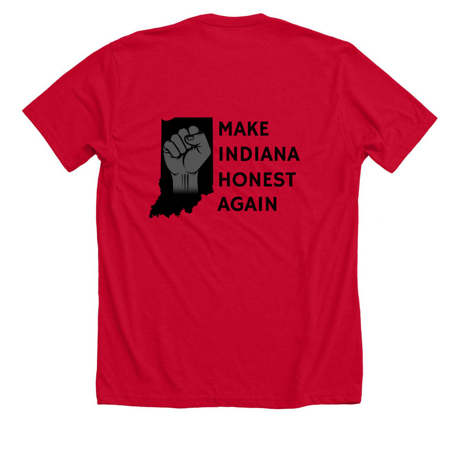 MIHA, a Solid Red Blend Premium Unisex Tee (back-view)